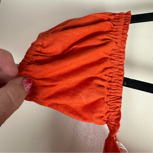 Ale by Alessandra x Revolve Red Orange Rosario Off the Shoulder Linen Dress M - Picture 7 of 15
